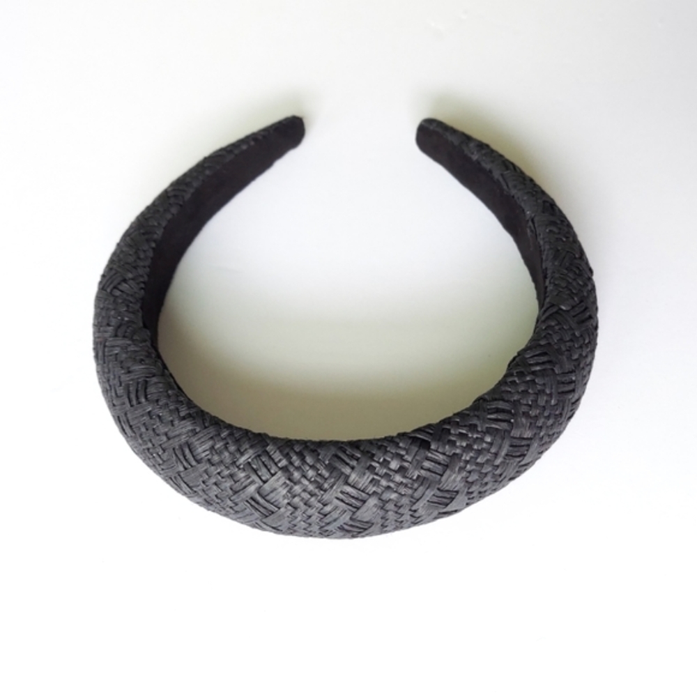 Padded Straw Headband - Black